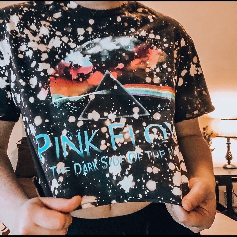 Pink Floyd bleach dye crop top